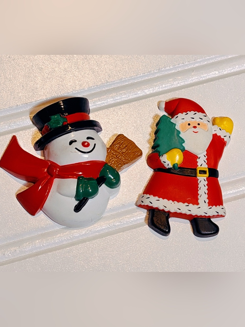 Vintage Hallmark Christmas Snowman and Santa Magnets